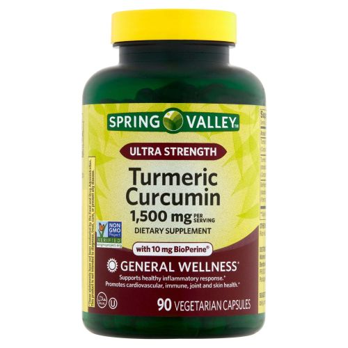 Spring Valley Ultra Strength Turmeric Curcumin General Wellness Dietary Supplement Vegetarian Capsules, 1,500 mg, 90 Count Spring Valley Ultra Strength Turmeric Curcumin General Wellness Dietary Supplement Vegetarian Capsules, 1,500 mg, 90 Count