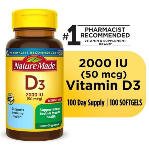 Nature Made Vitamin D3 2000 IU (50 mcg) Softgels; 100 Count Nature Made Vitamin D3 2000 IU (50 mcg) Softgels; 100 Count