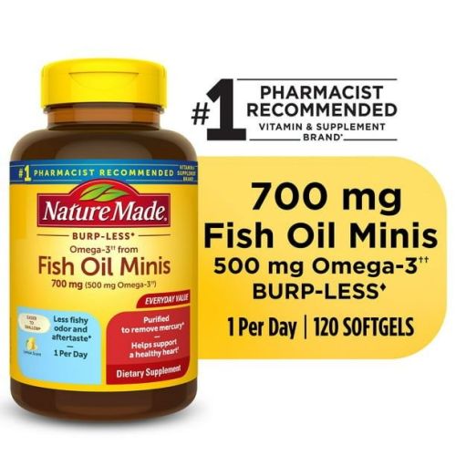 Nature Made Burp Less Omega 3 Fish Oil Supplements; 700 mg Softgels; 120 Count Nature Made Burp Less Omega 3 Fish Oil Supplements; 700 mg Softgels; 120 Count