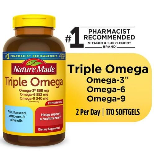 Nature Made Triple Omega 3 6 9 Softgels; Dietary Supplement; 170 Count Nature Made Triple Omega 3 6 9 Softgels; Dietary Supplement; 170 Count