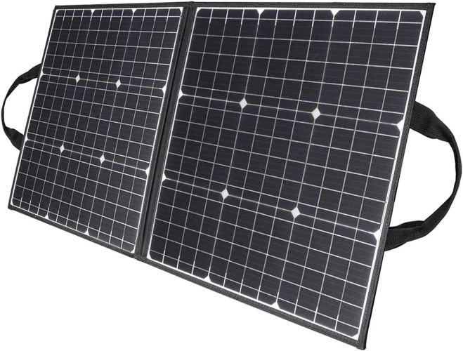 GOFORT 100W 18V Portable Solar Panel; Foldable Solar Charger with 5V USB; QC 3.0; DC Output; Compatible with Solar Generator Power Station Phones GOFORT 100W 18V Portable Solar Panel; Foldable Solar Charger with 5V USB; QC 3.0; DC Output; Compatible with Solar Generator Power Station Phones